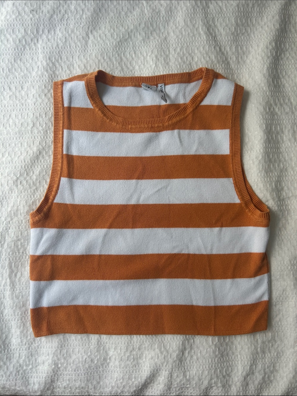 Simons Twik Striped Knit Tank - White & Orange
